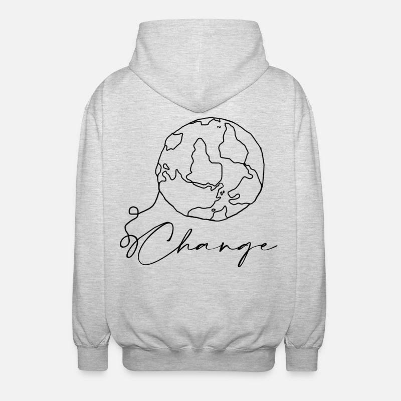 World - Unisex Kapuzenjacke - Hellgrau meliert