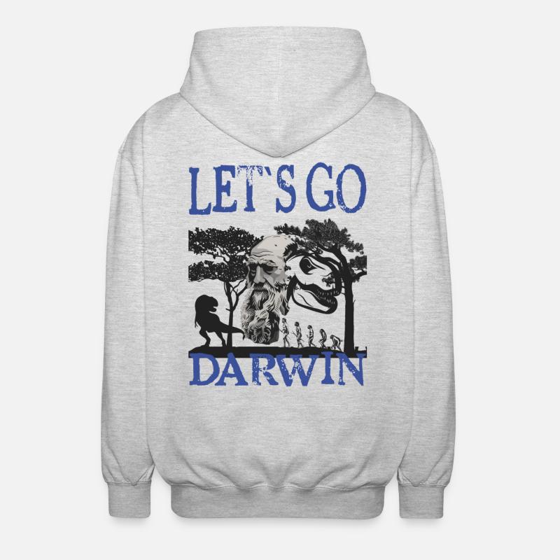 Charles Darwin Evolution textile Geschenkidee - Unisex Kapuzenjacke - Hellgrau meliert