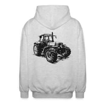 Alter Deutz Traktor - Unisex Kapuzenjacke - Hellgrau meliert - Hinten - AI Model Male 185 light (185cm)