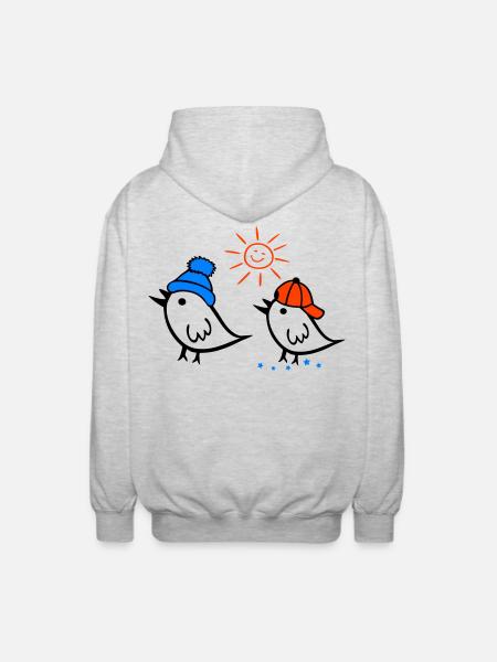 Sparrow, Sun, Spring - Unisex Hooded Jacket - light heather grey