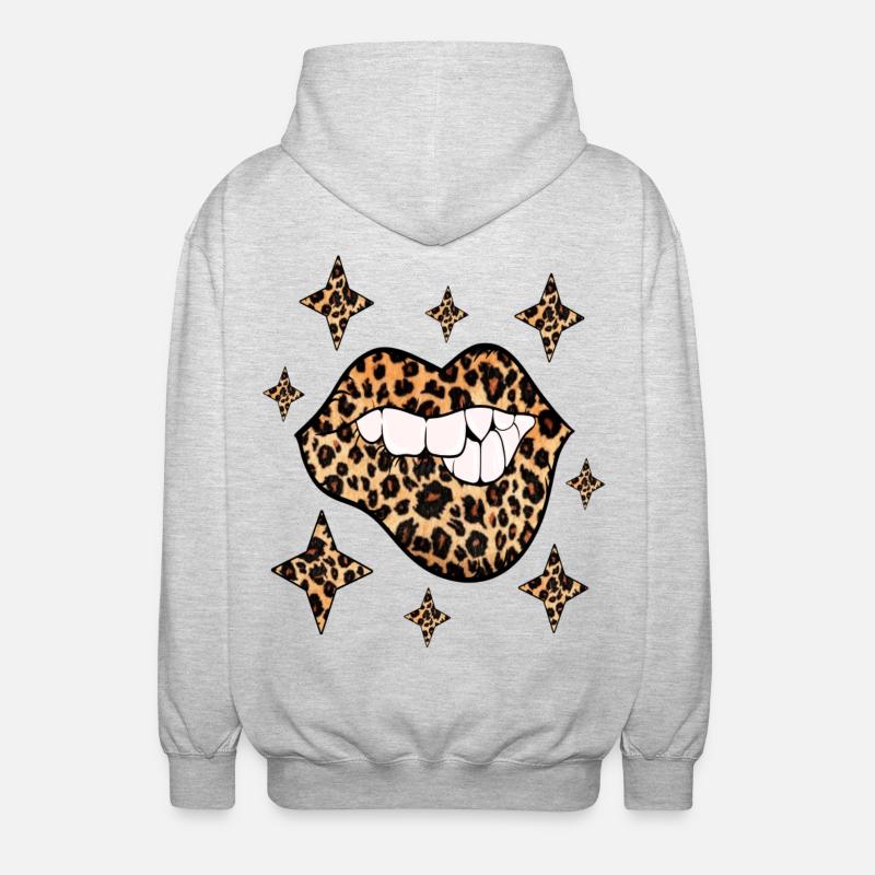 Leopard Lips Sexy Kiss Bouche - Veste à capuche unisexe - gris clair chiné