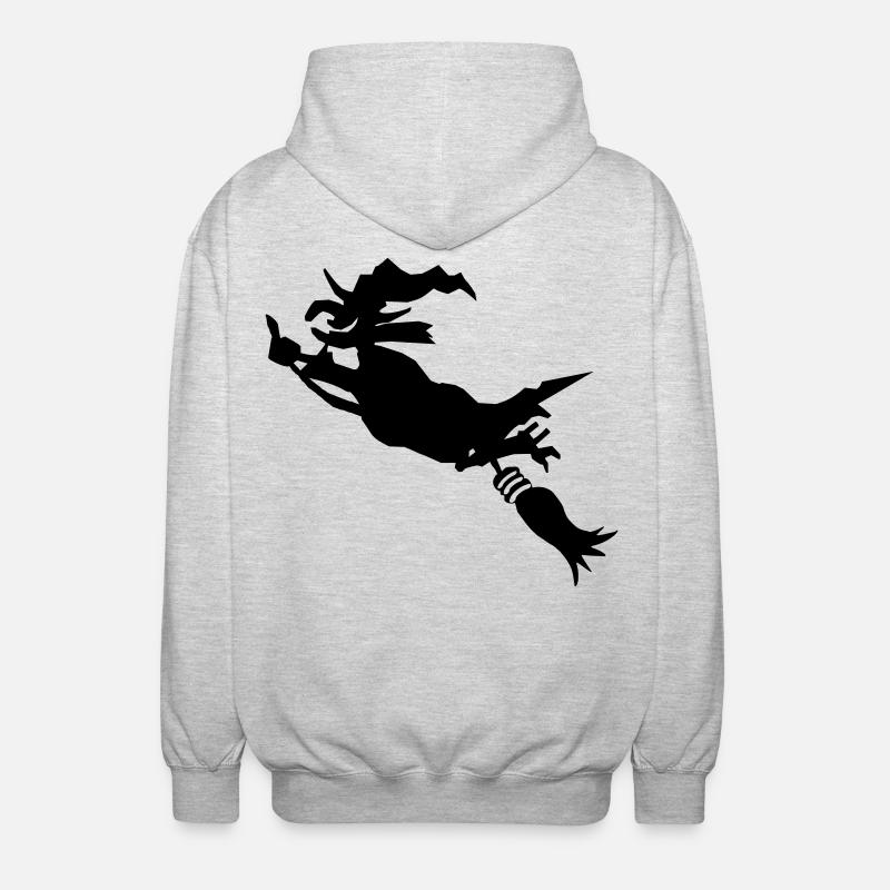 Witch with broom funny - Unisex Hooded Jacket - light heather grey