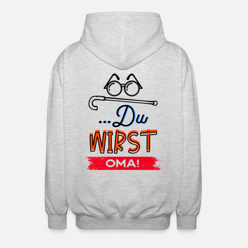 Großmutter Statement Oma Brille Sehschwäche Omi - Unisex Kapuzenjacke - Hellgrau meliert