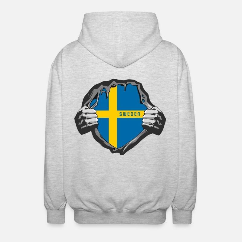 Drapeaux de la Suède - Veste à capuche unisexe - gris clair chiné