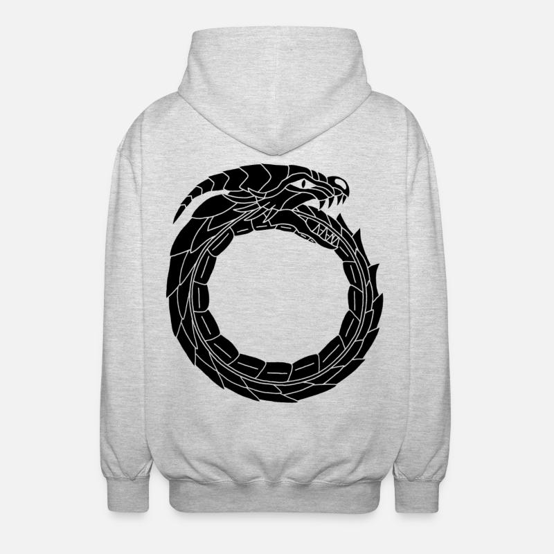 Verschlingender Schwarzer Drache - Unisex Kapuzenjacke - Hellgrau meliert