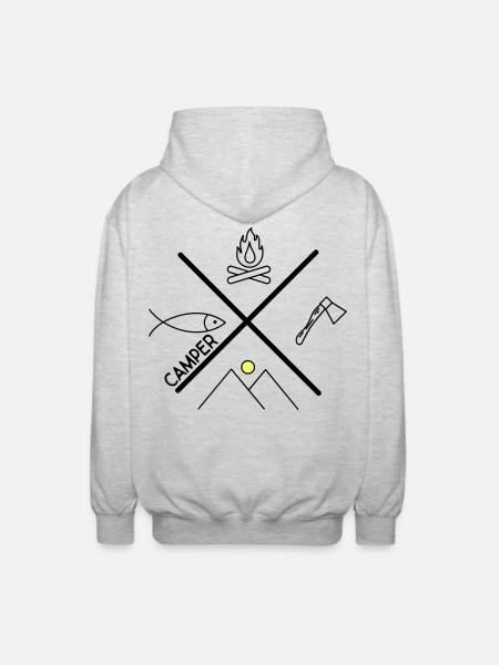 Fun design for campers - Unisex Hooded Jacket - light heather grey