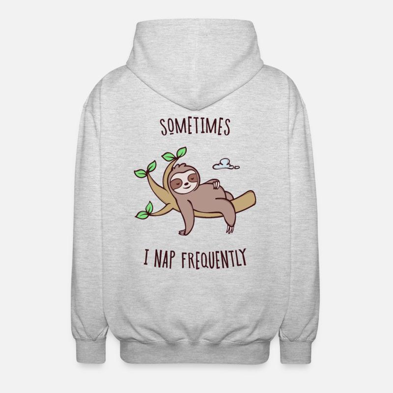 Sleeping Sloth Statement Tired Animal Jungle - Unisex Hooded Jacket - light heather grey