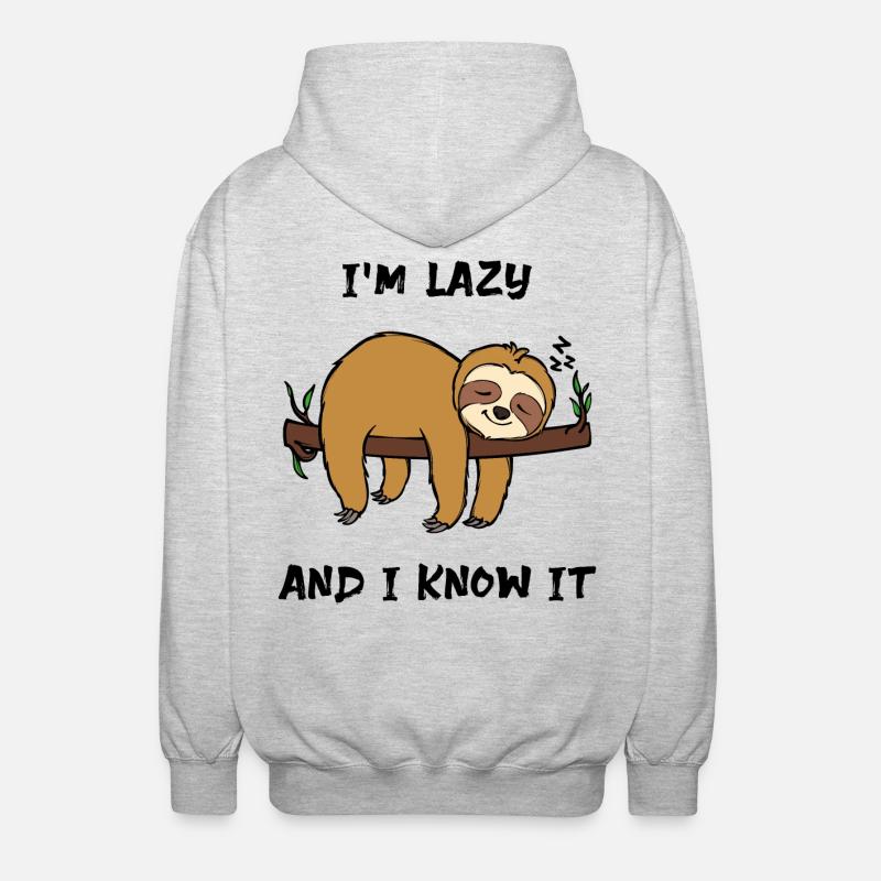 Sloth Lazy Animal Sleeping Statement Jungle - Veste à capuche unisexe - gris clair chiné