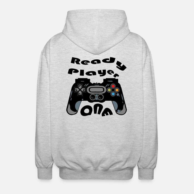 Retro Controller Silhouette - Unisex Hooded Jacket - light heather grey