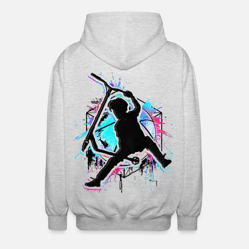 Bunter Stunt Scooter - Farbiger Stuntscooter - Unisex Kapuzenjacke - Hellgrau meliert