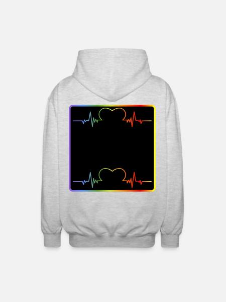 NAMENSSCHILD REGENBOGEN - Unisex Kapuzenjacke - Hellgrau meliert