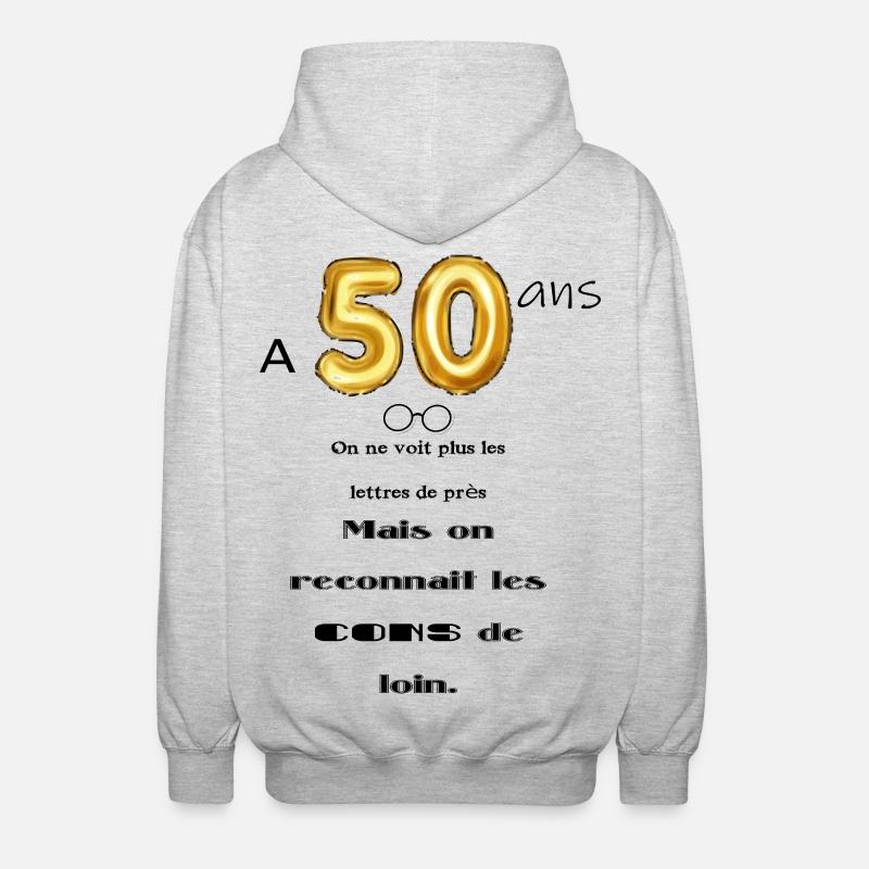 50 ans - Veste à capuche unisexe - gris clair chiné