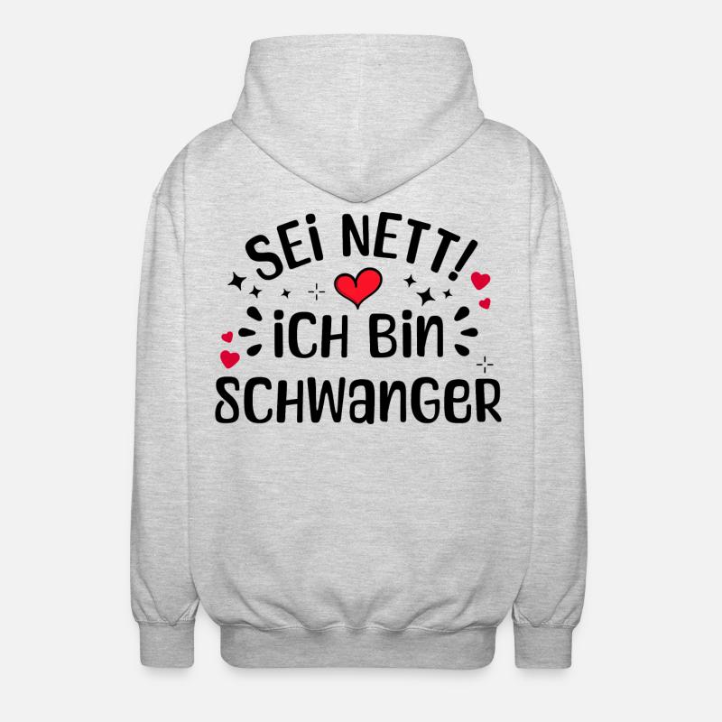 Schwangerschaft Mutter Schwanger Herz Statement - Unisex Kapuzenjacke - Hellgrau meliert