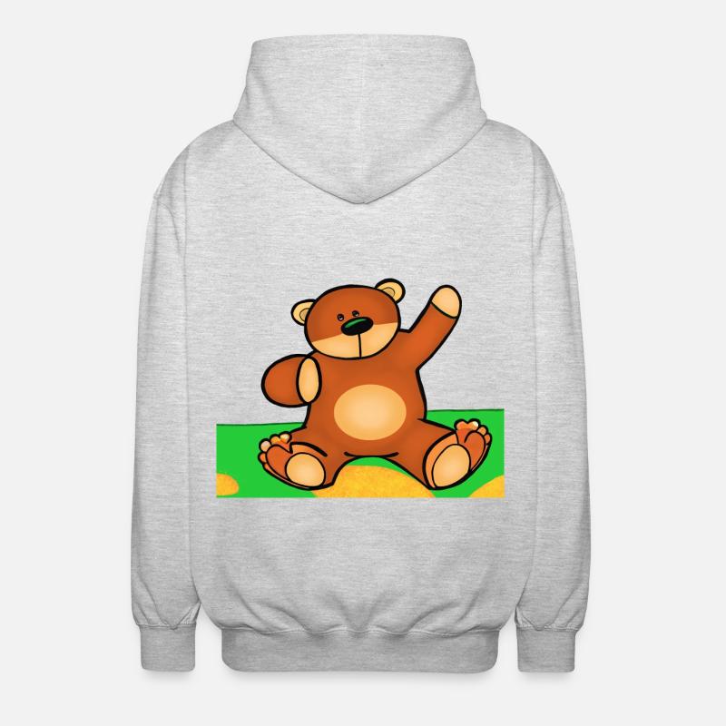 Mignon petit ourson assis dans l’herbe - Veste à capuche unisexe - gris clair chiné