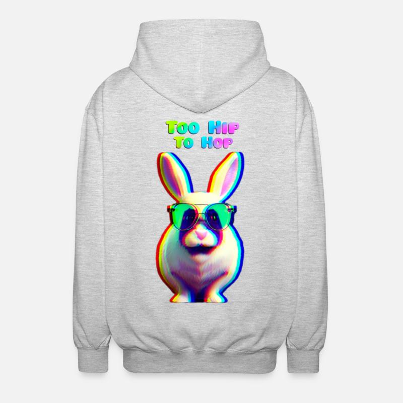 Cool Easter Bunny with Sunglasses - Unisex Hooded Jacket - light heather grey