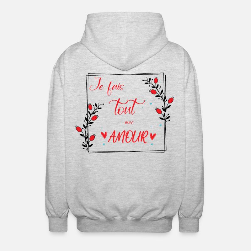 je fais tout avec amour - Veste à capuche unisexe - gris clair chiné