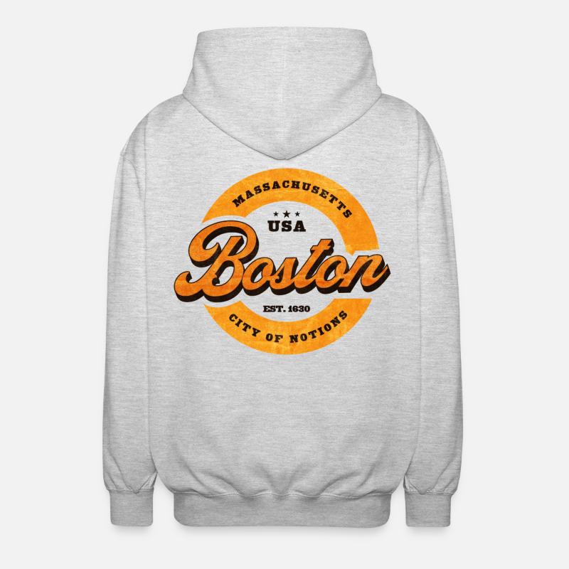 Impression du logo Boston Retro Circle - Veste à capuche unisexe - gris clair chiné