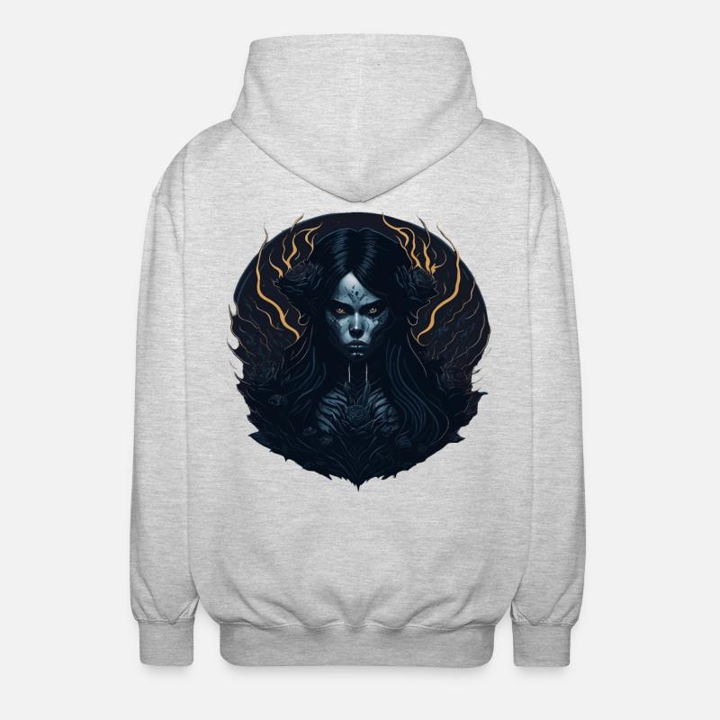 Schwarzes Gothic Mädchen Ästhetik - Unisex Kapuzenjacke - Hellgrau meliert