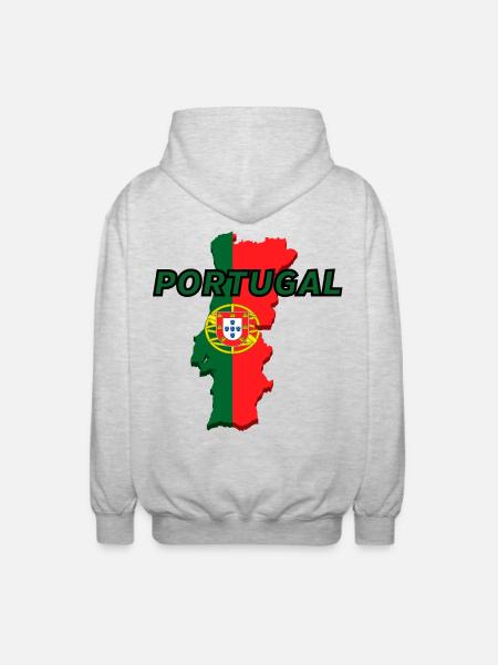 Map flag of Portugal - Unisex Hooded Jacket - light heather grey
