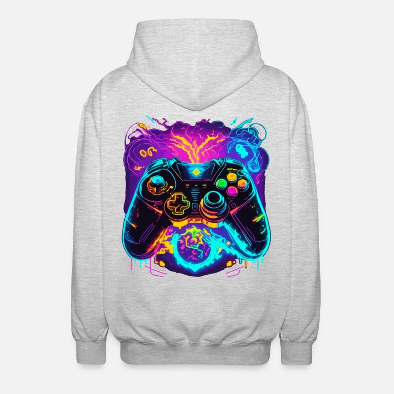 Power Graffiti Gaming Controller - Unisex Hooded Jacket - light heather grey