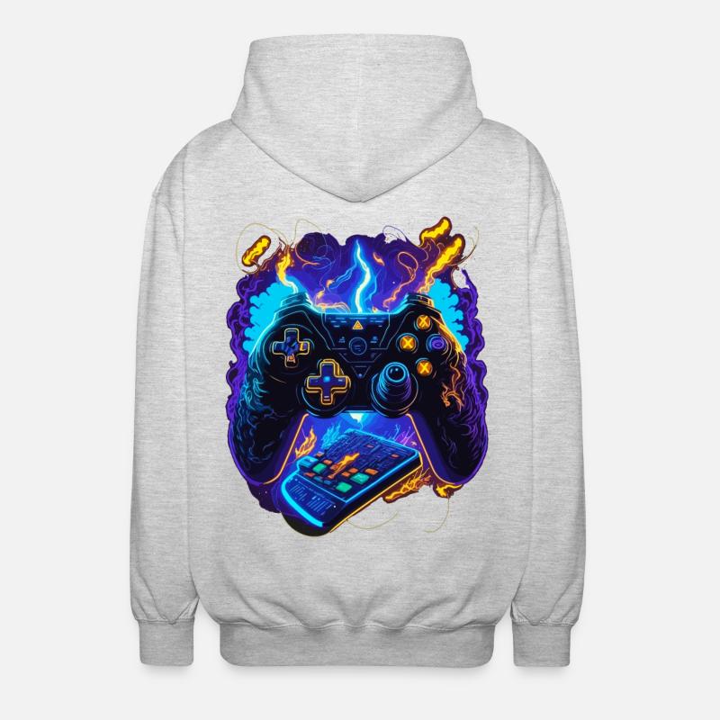 Cyber Gaming Controller - Unisex Kapuzenjacke - Hellgrau meliert