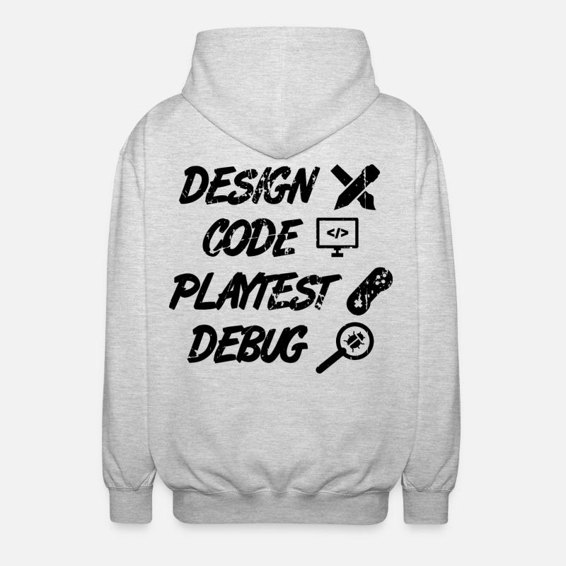 Design Code Playtest Debug - Unisex Kapuzenjacke - Hellgrau meliert