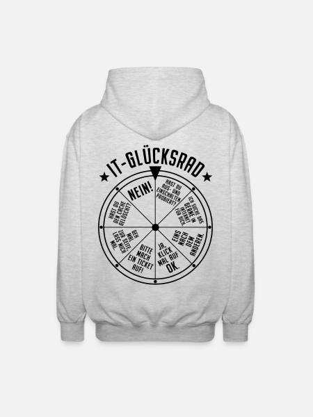 IT Support Glücksrad Service Desk IT Helpdesk Nerd - Unisex Kapuzenjacke - Hellgrau meliert