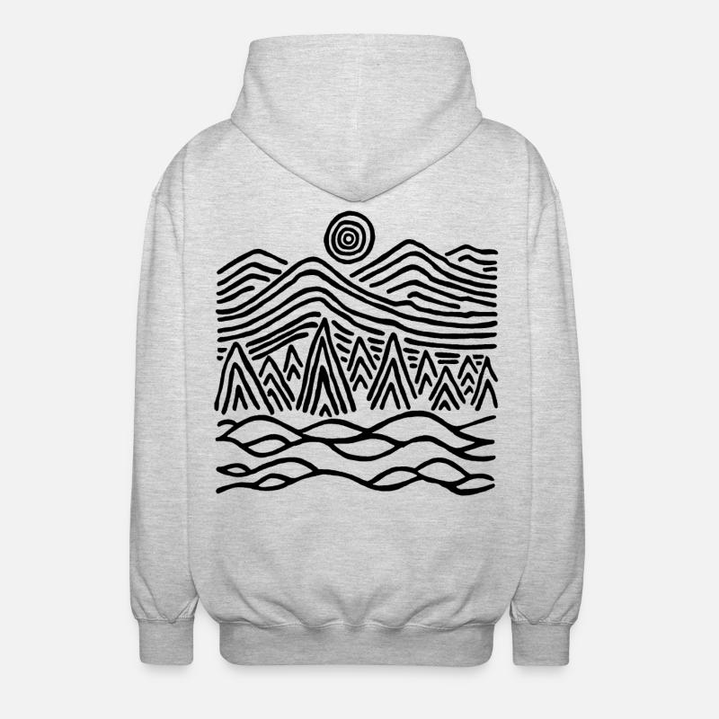 Paysage noir étrange - Veste à capuche unisexe - gris clair chiné