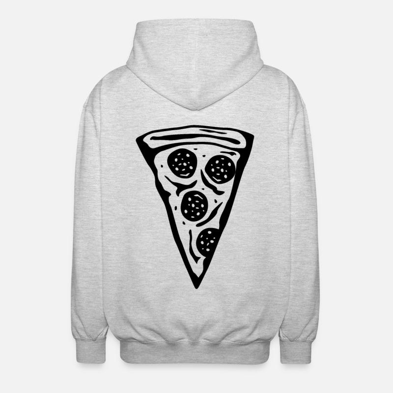 Dessin d’une tranche de pizza - Veste à capuche unisexe - gris clair chiné