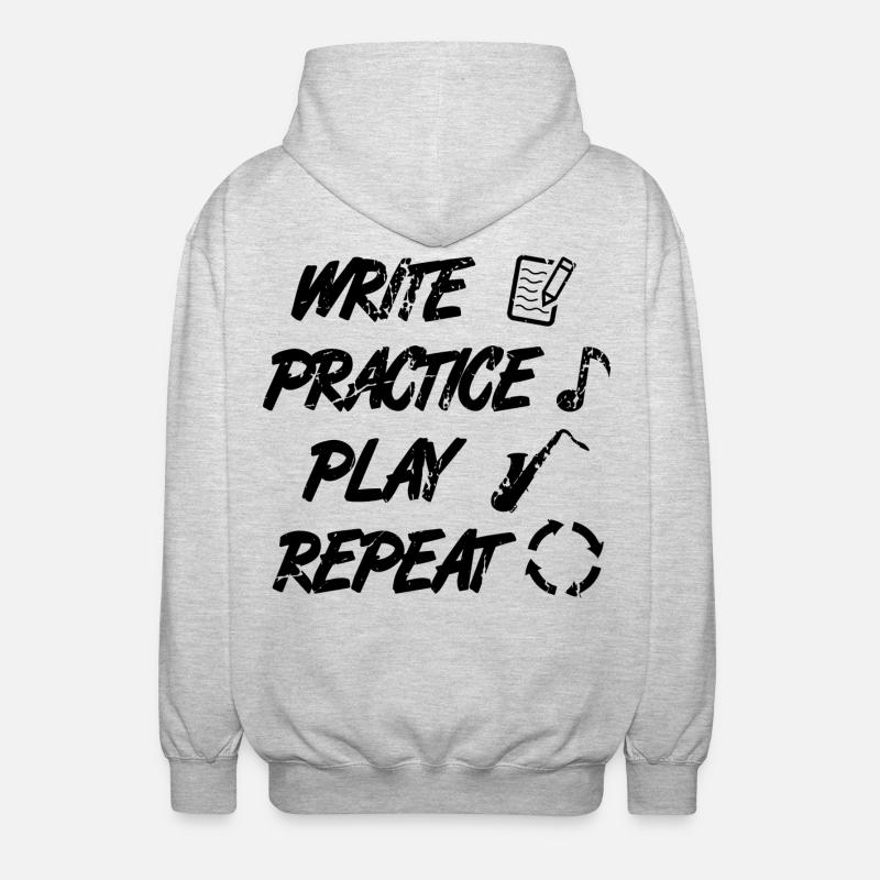 Writing, practicing, playing, repeating - Unisex Hooded Jacket - light heather grey