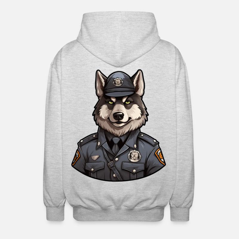 Polizei Wolf - Unisex Kapuzenjacke - Hellgrau meliert