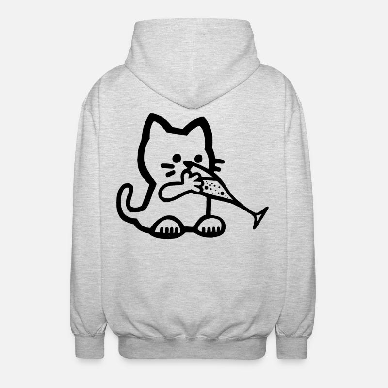 Das Kätzchen hat Durst - Unisex Kapuzenjacke - Hellgrau meliert