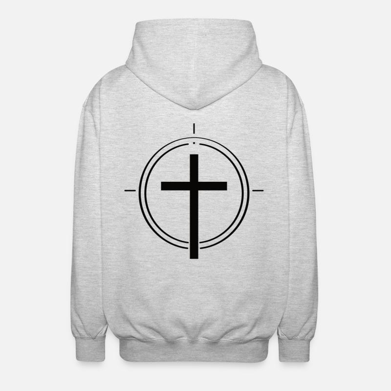 Simplement chrétien – Croix de la foi - Veste à capuche unisexe - gris clair chiné