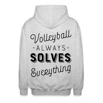 Volleyball - Unisex Kapuzenjacke - Hellgrau meliert - Hinten - AI Model Male 185 light (185cm)