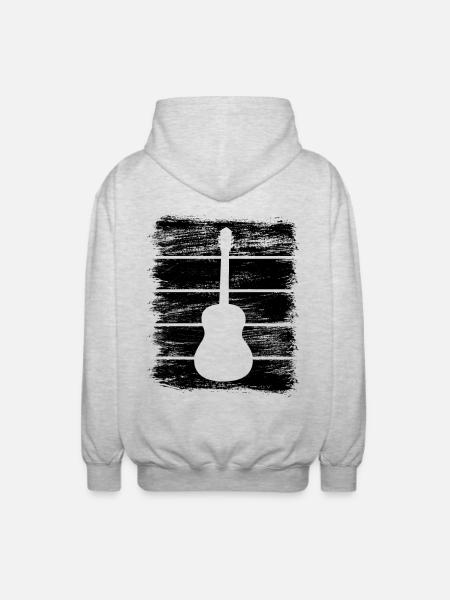 Guitar Sketch - Unisex Hooded Jacket - light heather grey