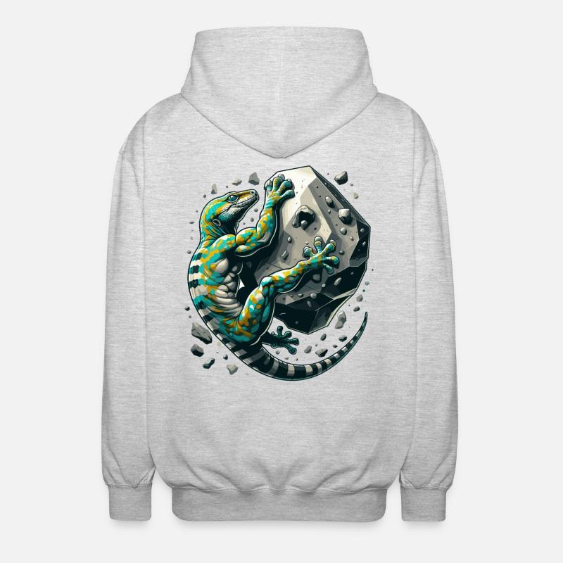 Bouldering Gecko Muscles cadeau - Veste à capuche unisexe - gris clair chiné