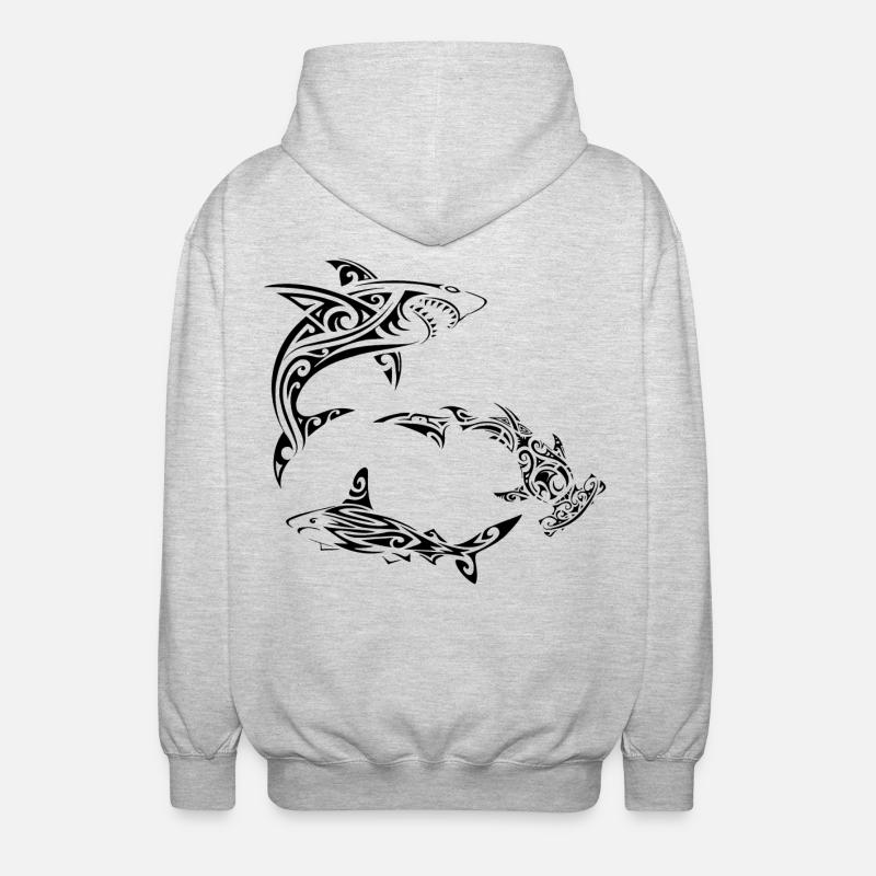 Requins polynésiens noirs - Veste à capuche unisexe - gris clair chiné