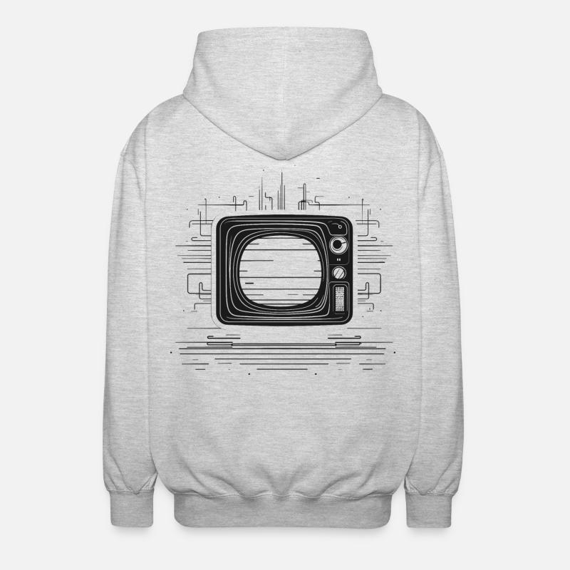 Retro TV Drawing - Unisex Hooded Jacket - light heather grey