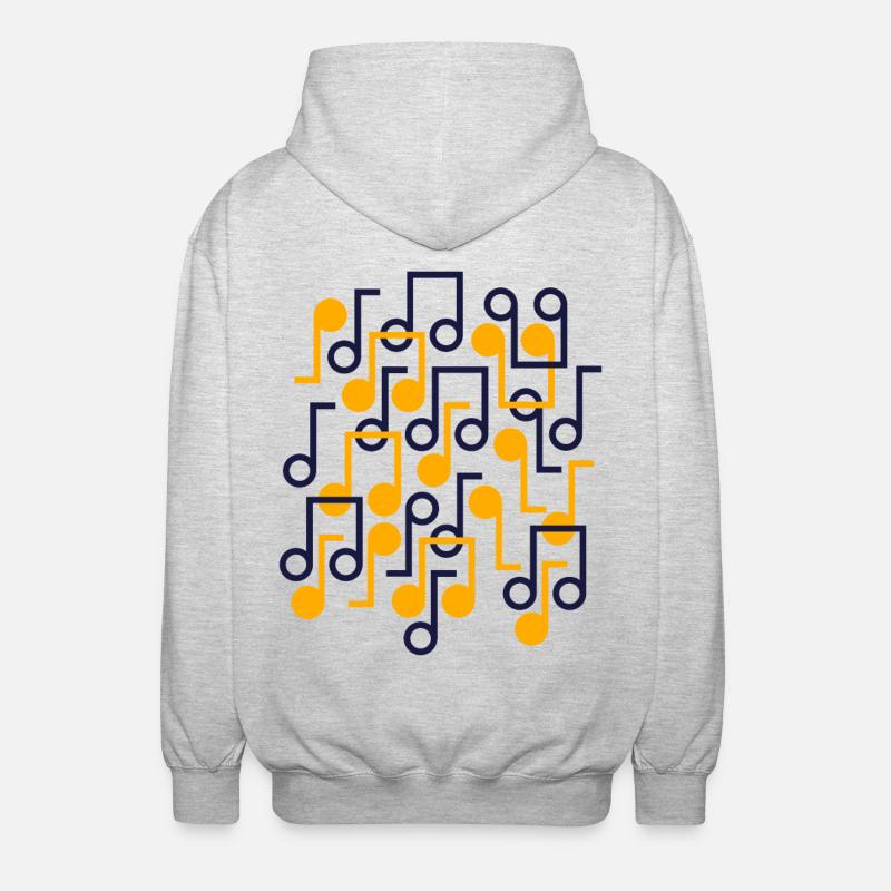 Music Notes Retro Style Pattern - Unisex Hooded Jacket - light heather grey