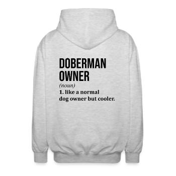 Doberman - Veste à capuche unisexe - gris clair chiné - Dos - AI Model Male 185 light (185cm)