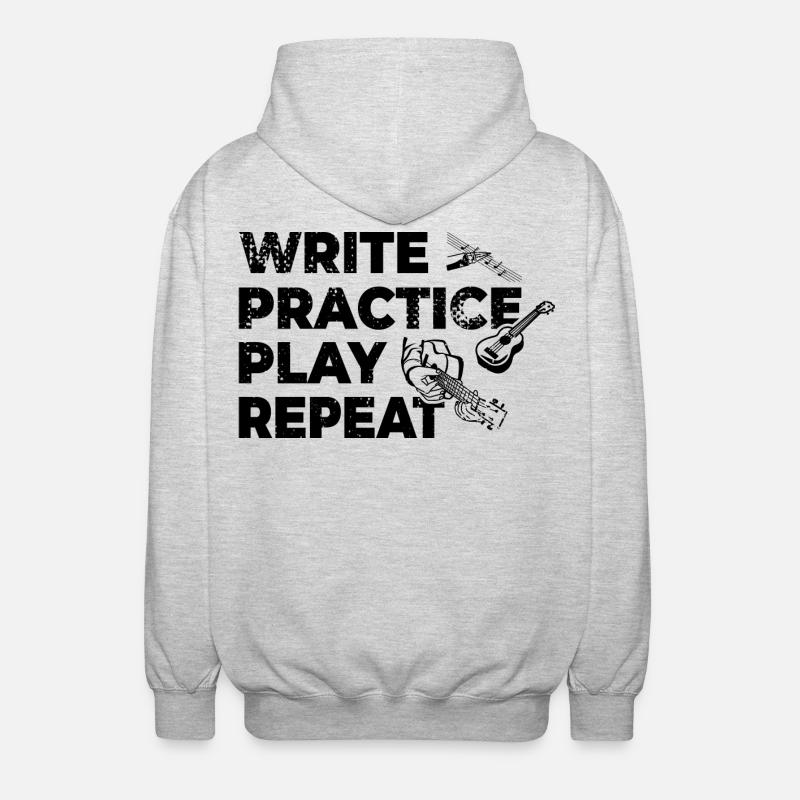 Writing, practicing, playing, repeating - Unisex Hooded Jacket - light heather grey