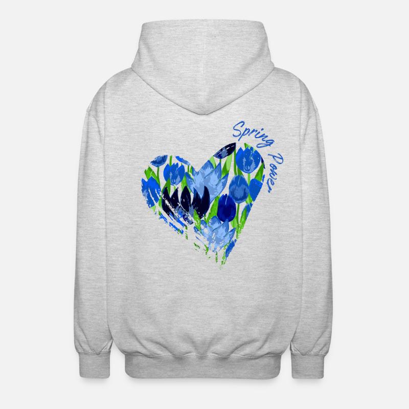 Blue Tulip Heart: Spring Power - Unisex Kapuzenjacke - Hellgrau meliert