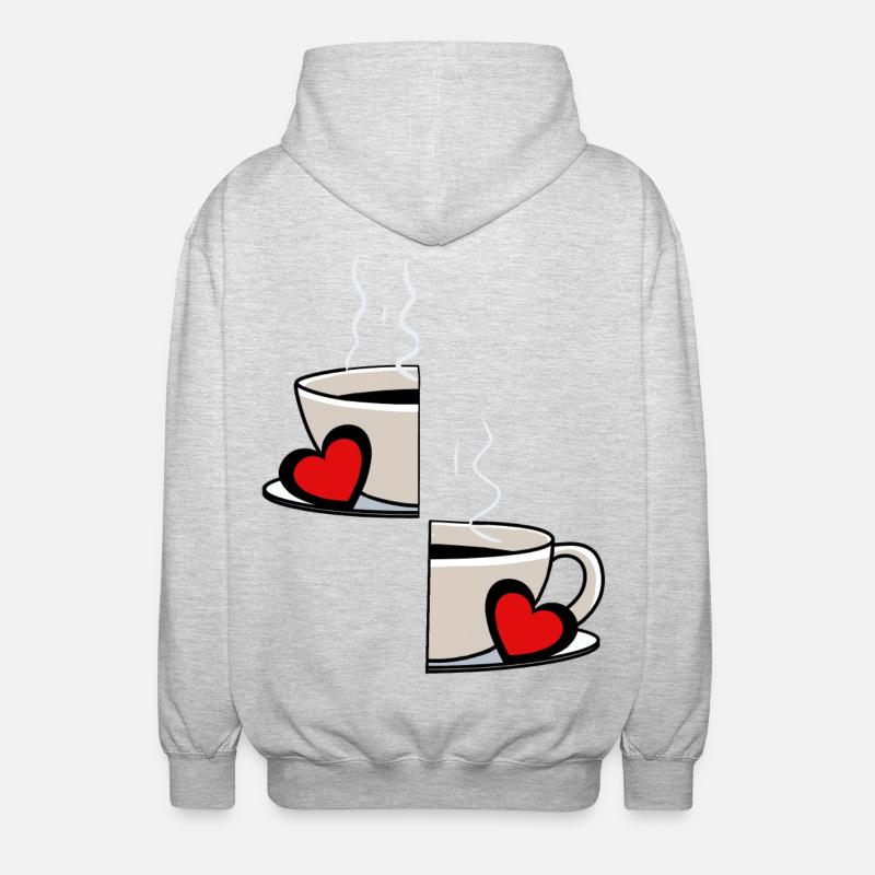 Valentin Kaffee Partnerschaft Kaffeetasse Partner - Unisex Kapuzenjacke - Hellgrau meliert