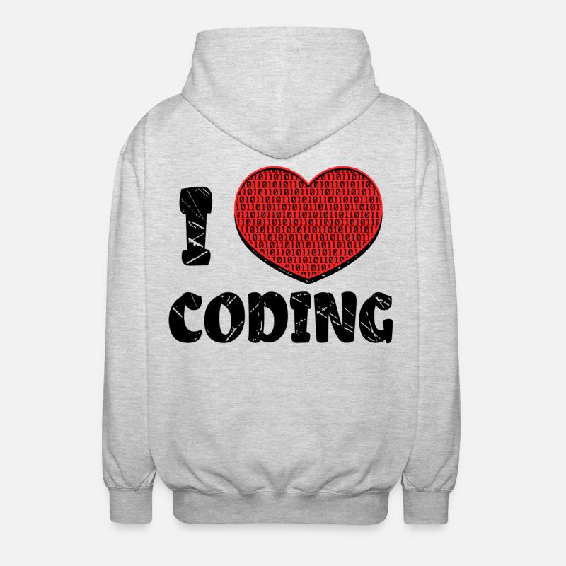 Script de code Debug Heart Statement - Veste à capuche unisexe - gris clair chiné