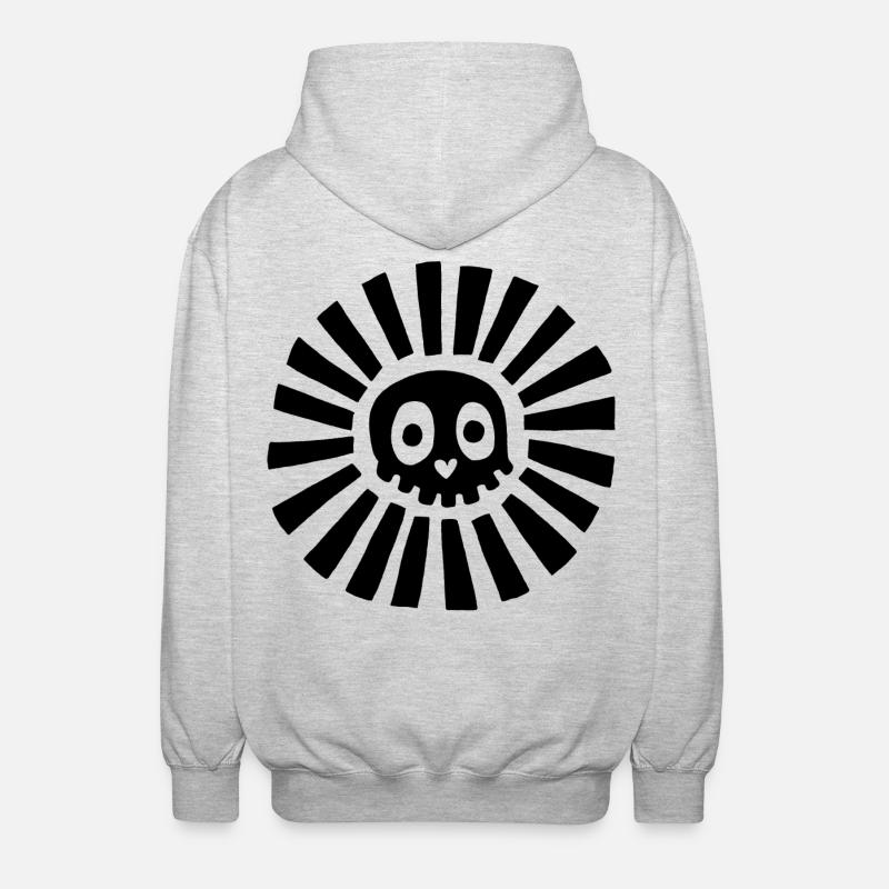 Schwarzer sonniger Totenkopf - Unisex Kapuzenjacke - Hellgrau meliert