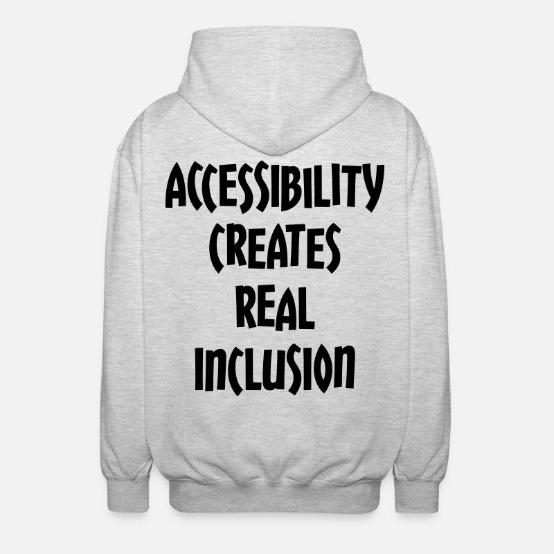 Accessibility creates true inclusion # - Unisex Hooded Jacket - light heather grey