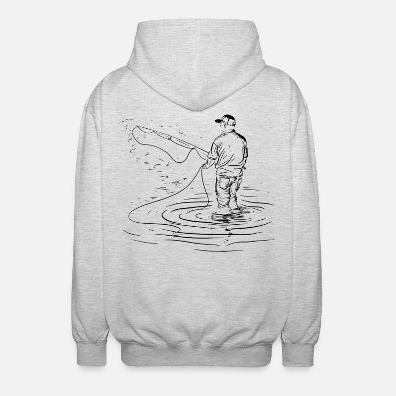 Dessin de pêche - Veste à capuche unisexe - gris clair chiné