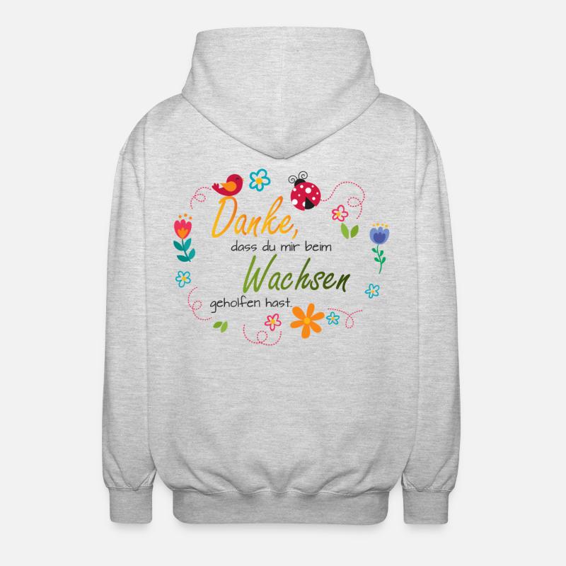Blumenkranz - bunte Blumen - Vogel - Marienkäfer  - Unisex Kapuzenjacke - Hellgrau meliert