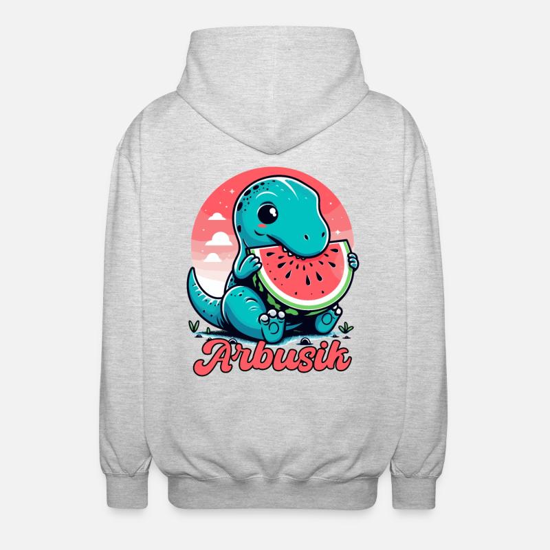 Mignon T-Rex Pastèque Arbusik Cadeau - Veste à capuche unisexe - gris clair chiné