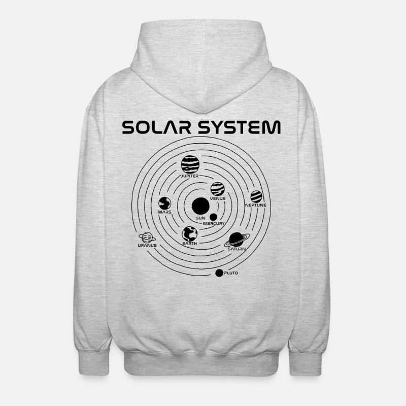 Solar System Map (Black) - Unisex Hooded Jacket - light heather grey